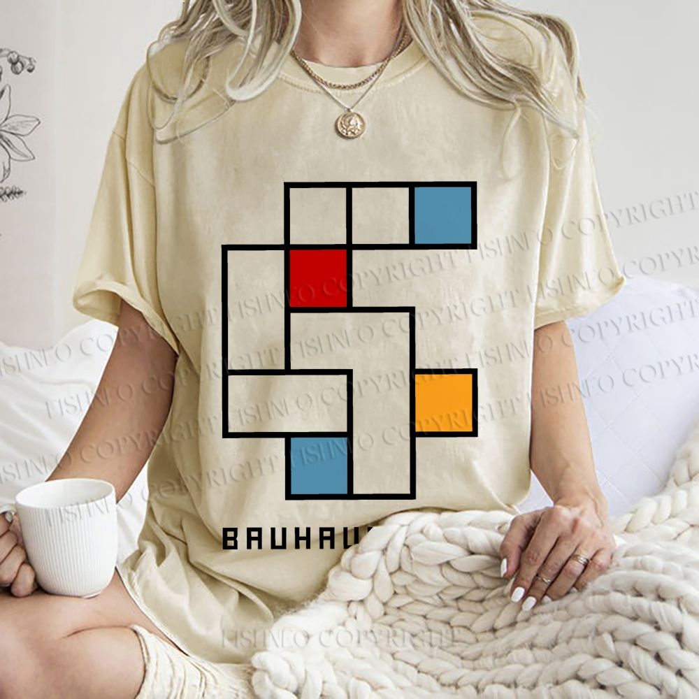 Unisex Bauhaus Design Printed Washed Tee