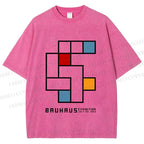 Unisex Bauhaus Design Printed Washed Tee