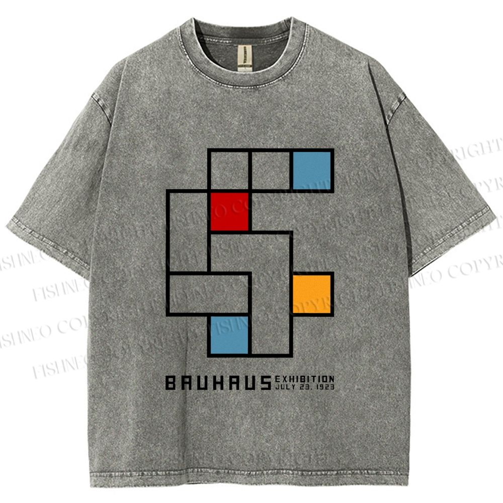Unisex Bauhaus Design Printed Washed Tee