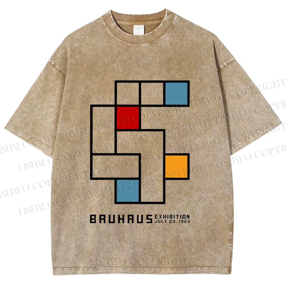 Unisex Bauhaus Design Printed Washed Tee