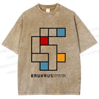 Unisex Bauhaus Design Printed Washed Tee
