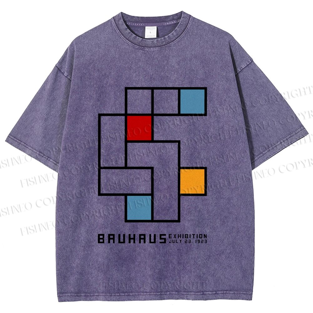 Unisex Bauhaus Design Printed Washed Tee