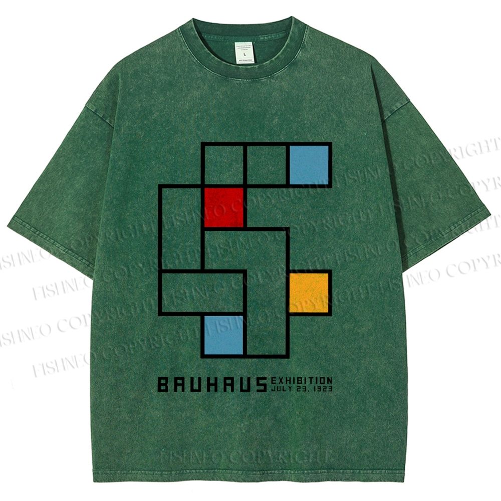 Unisex Bauhaus Design Printed Washed Tee