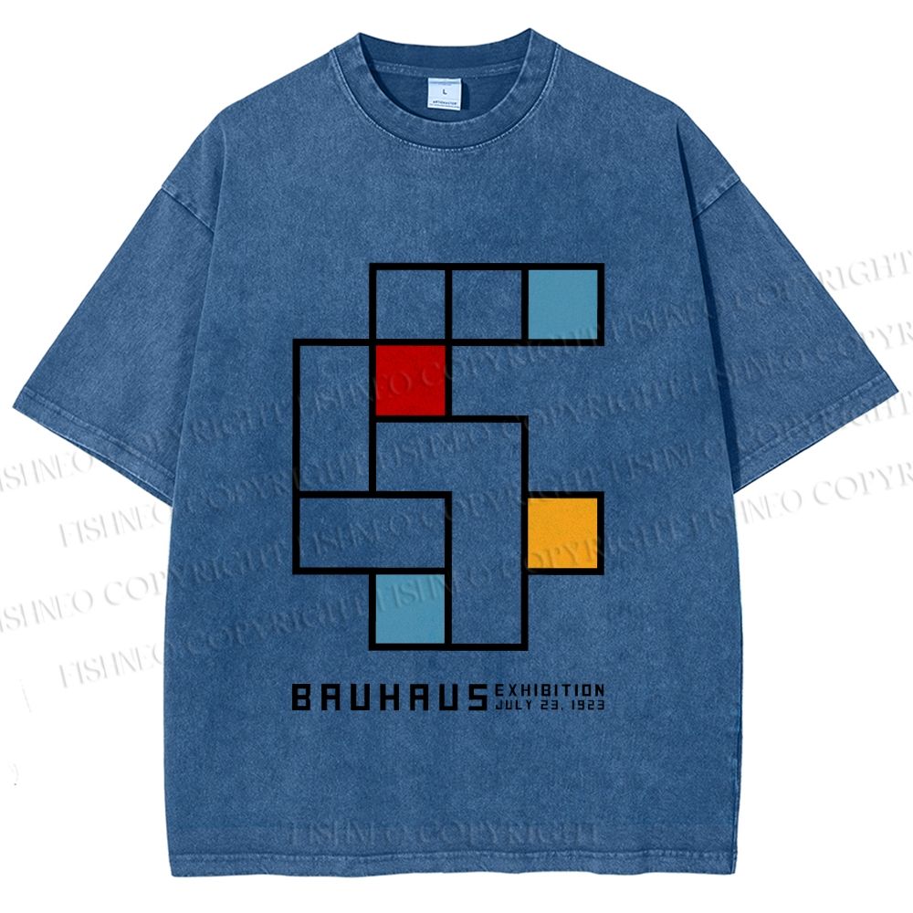 Unisex Bauhaus Design Printed Washed Tee