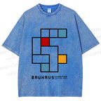Unisex Bauhaus Design Printed Washed Tee