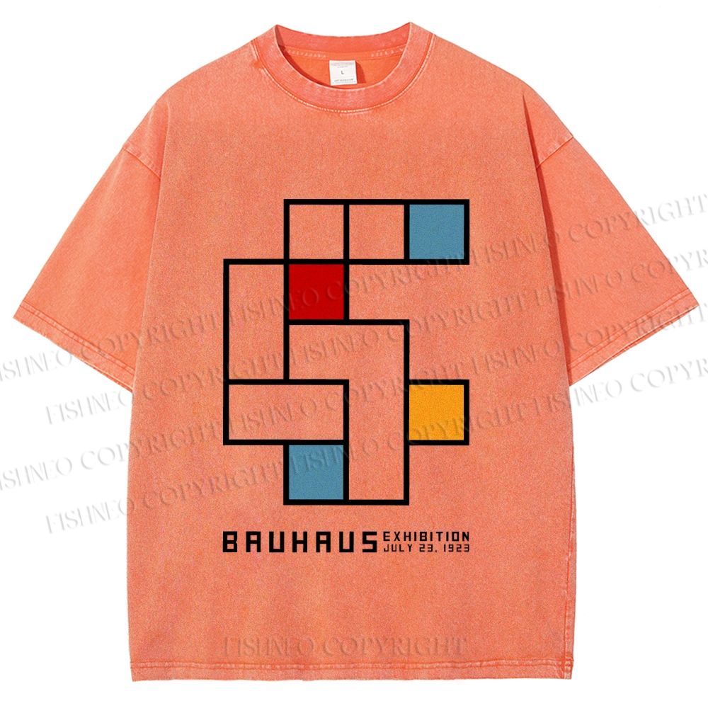 Unisex Bauhaus Design Printed Washed Tee
