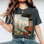 Unisex Vintage Japanese Tokyo Printed Washed Tee