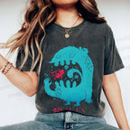 Unisex Japanese Monster Yummy Printed Washed Tee