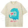 Unisex Japanese Monster Yummy Printed Washed Tee