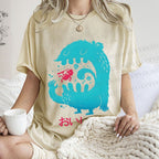 Unisex Japanese Monster Yummy Printed Washed Tee