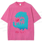 Unisex Japanese Monster Yummy Printed Washed Tee