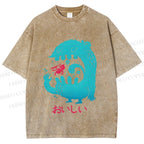 Unisex Japanese Monster Yummy Printed Washed Tee