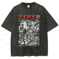 Unisex Vintage Japanese Graffiti Printed Washed Tee