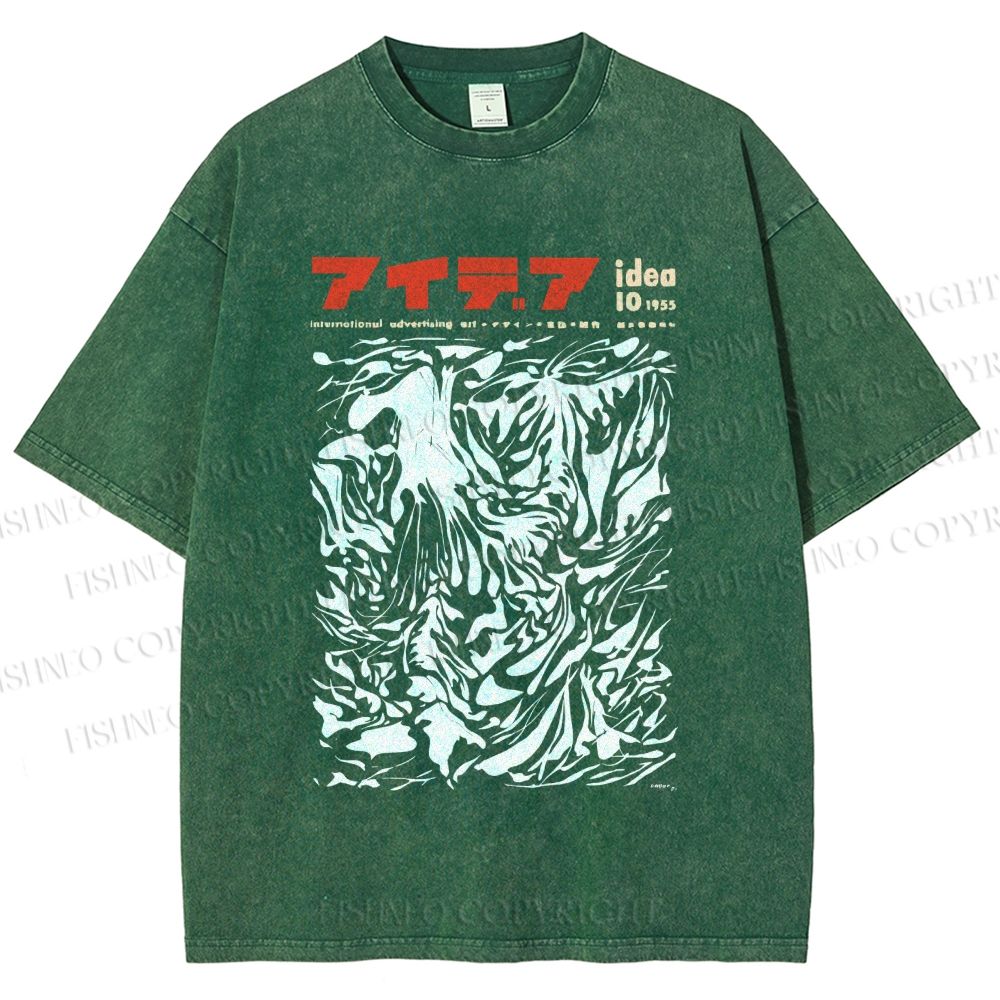 Unisex Vintage Japanese Graffiti Printed Washed Tee