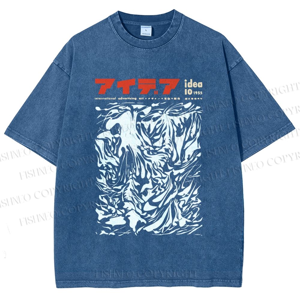 Unisex Vintage Japanese Graffiti Printed Washed Tee