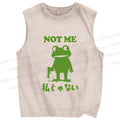 Unisex Funny Frog Not Me Japanese Printed Washed Tank Top