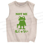Unisex Funny Frog Not Me Japanese Printed Washed Tank Top