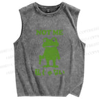 Unisex Funny Frog Not Me Japanese Printed Washed Tank Top