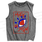 Unisex Artistic Eyes Printed Washed Tank Top