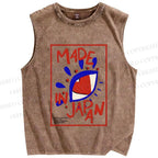 Unisex Artistic Eyes Printed Washed Tank Top