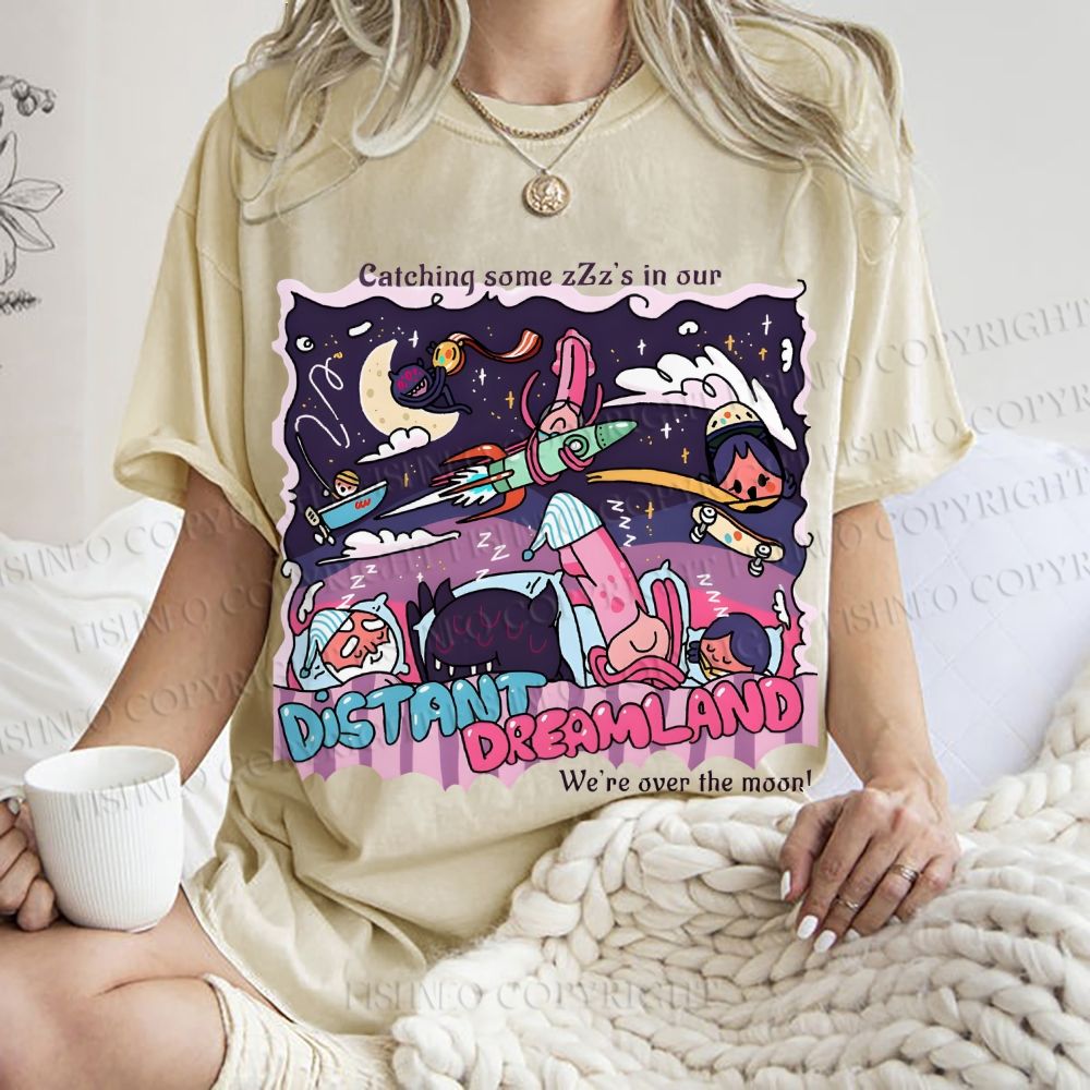 Unisex Distant Dreamland Printed Washed Tee