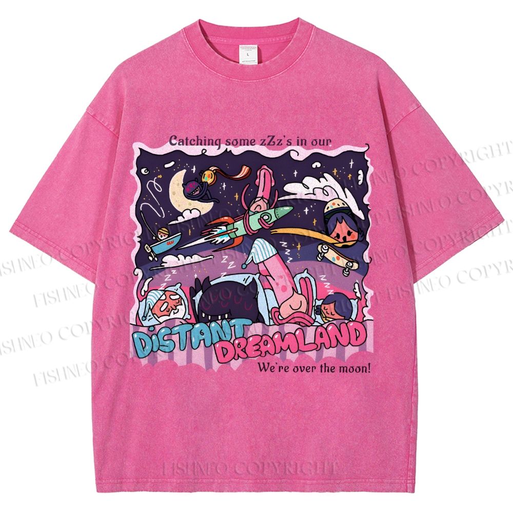 Unisex Distant Dreamland Printed Washed Tee