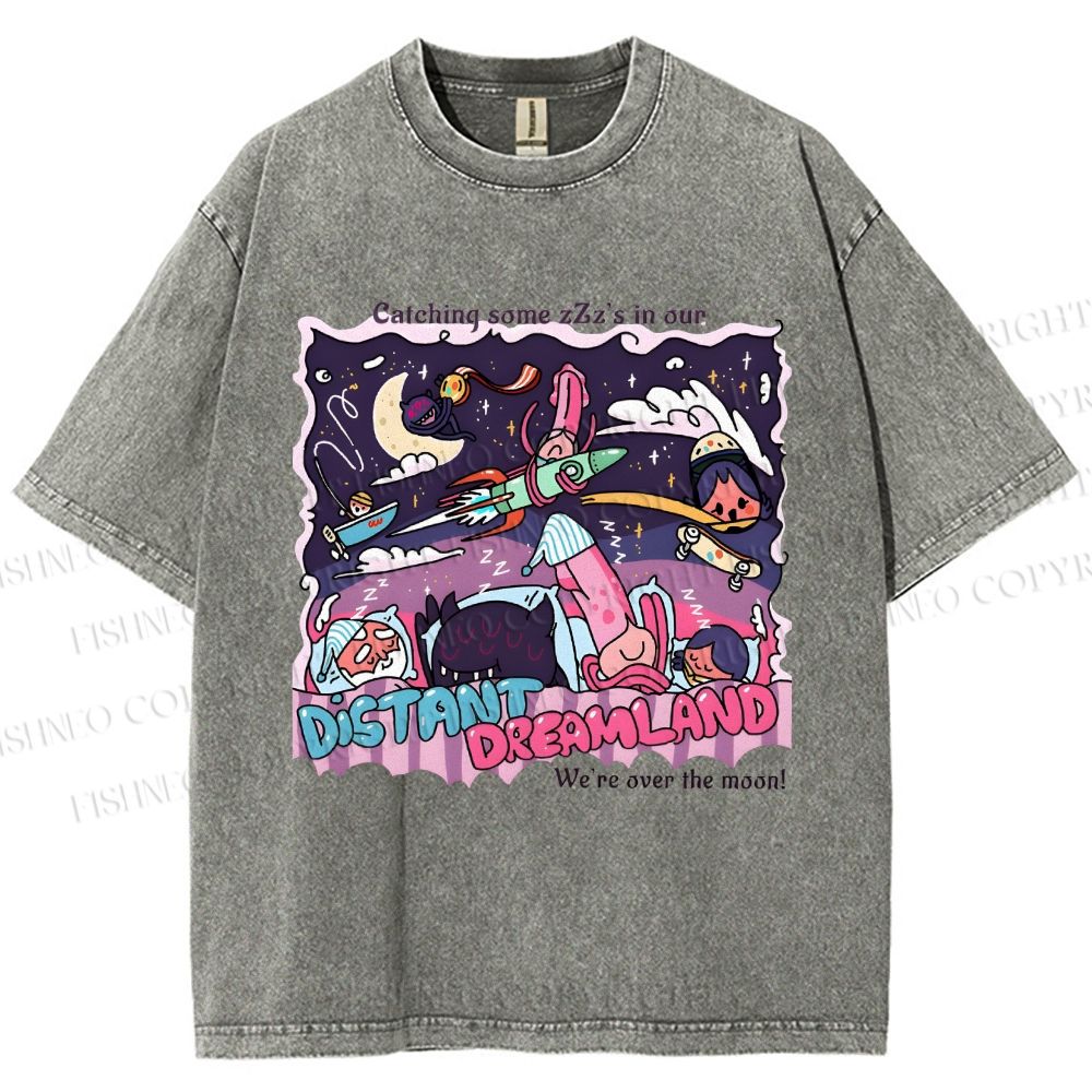 Unisex Distant Dreamland Printed Washed Tee