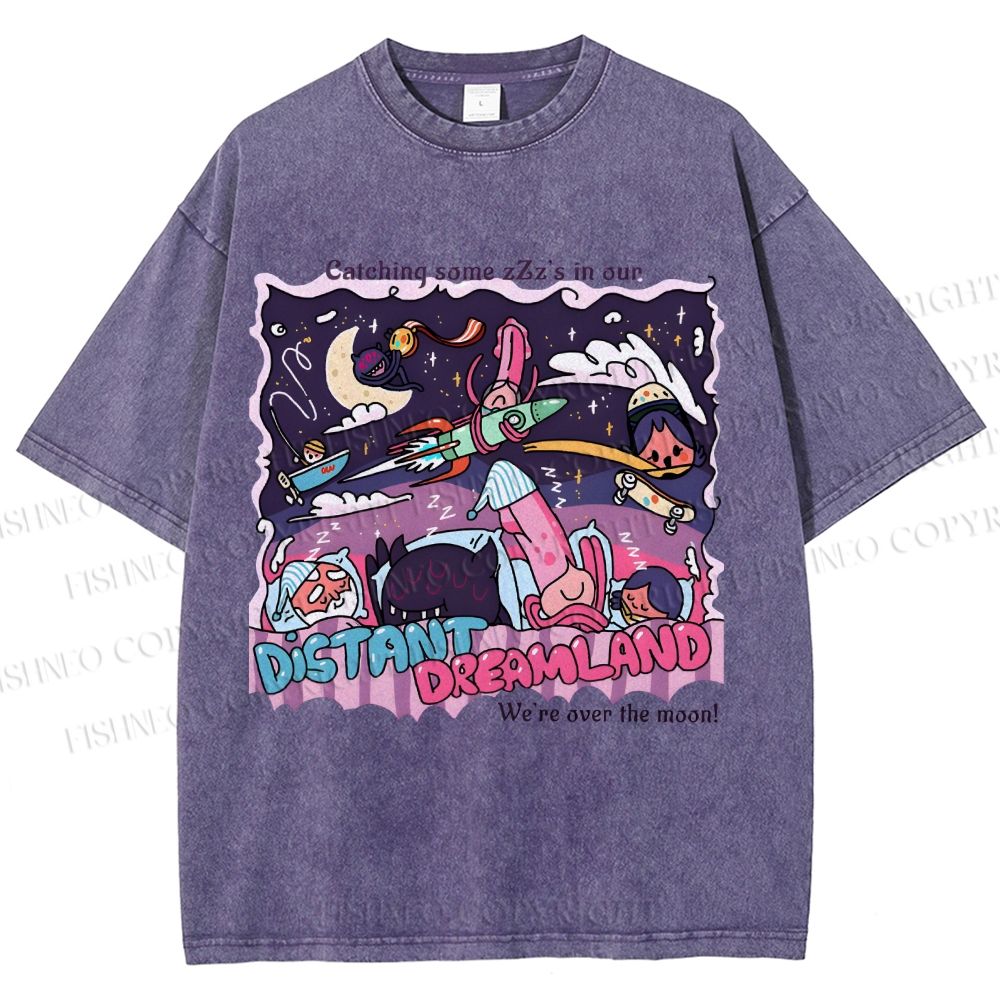 Unisex Distant Dreamland Printed Washed Tee