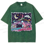 Unisex Distant Dreamland Printed Washed Tee