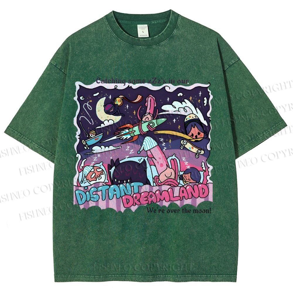 Unisex Distant Dreamland Printed Washed Tee