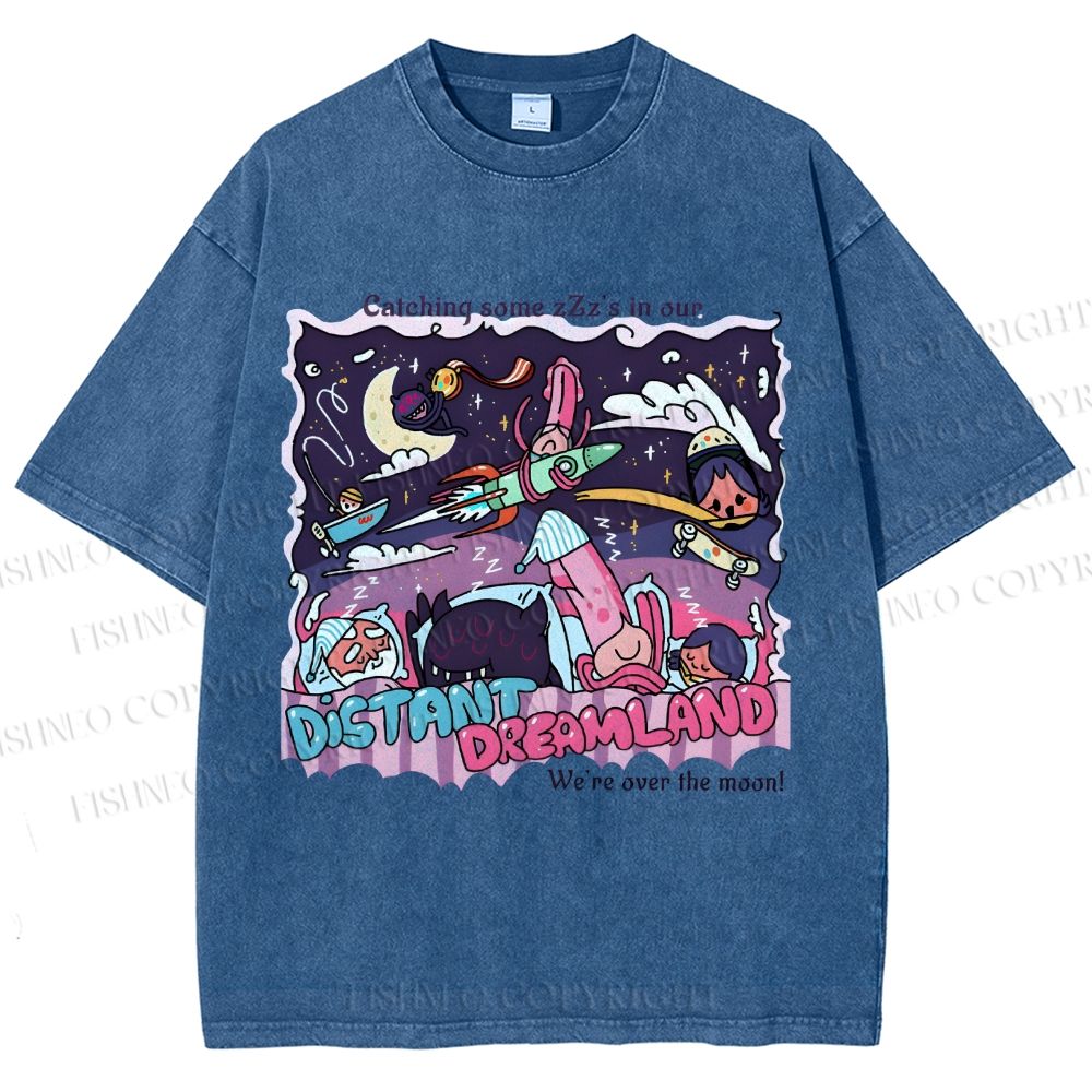 Unisex Distant Dreamland Printed Washed Tee