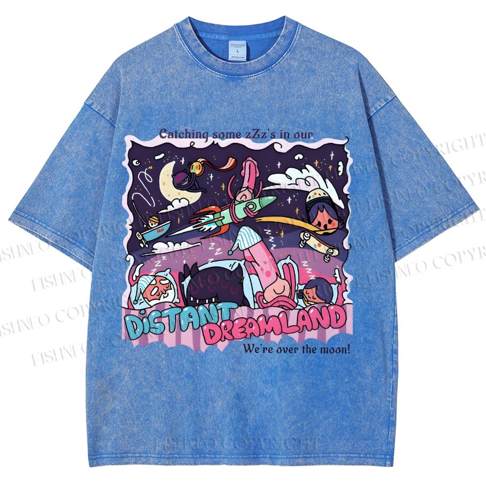 Unisex Distant Dreamland Printed Washed Tee