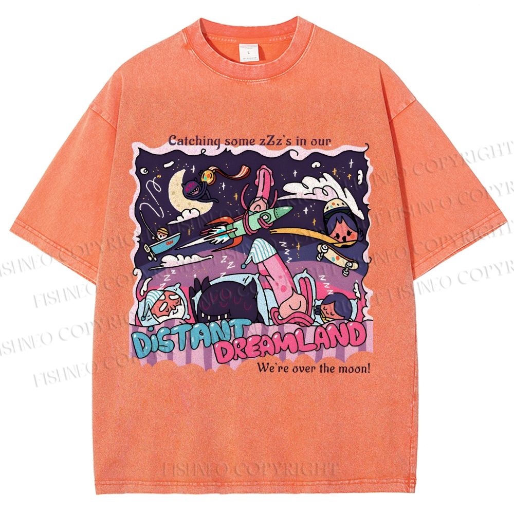 Unisex Distant Dreamland Printed Washed Tee