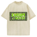 Drum And Bass Retro Mosaic Vintage Washed T-shirt
