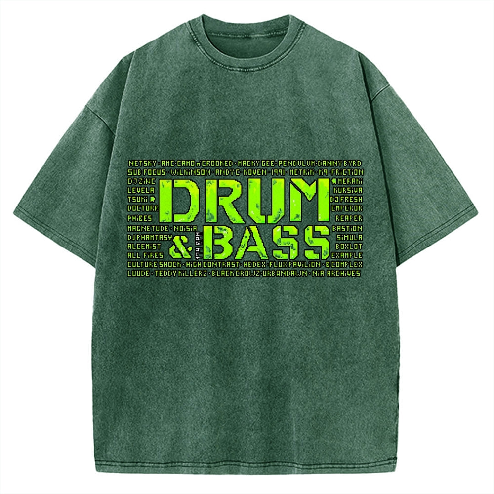 Drum And Bass Retro Mosaic Vintage Washed T-shirt