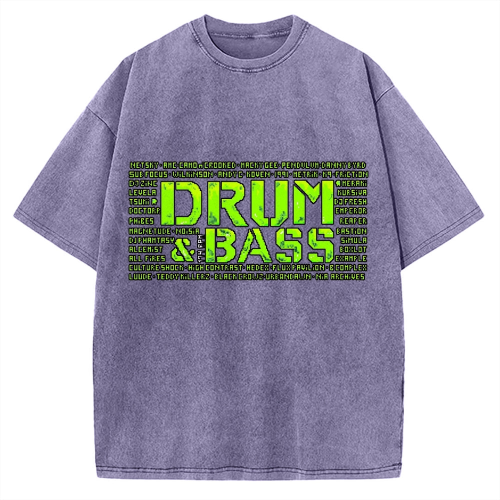 Drum And Bass Retro Mosaic Vintage Washed T-shirt