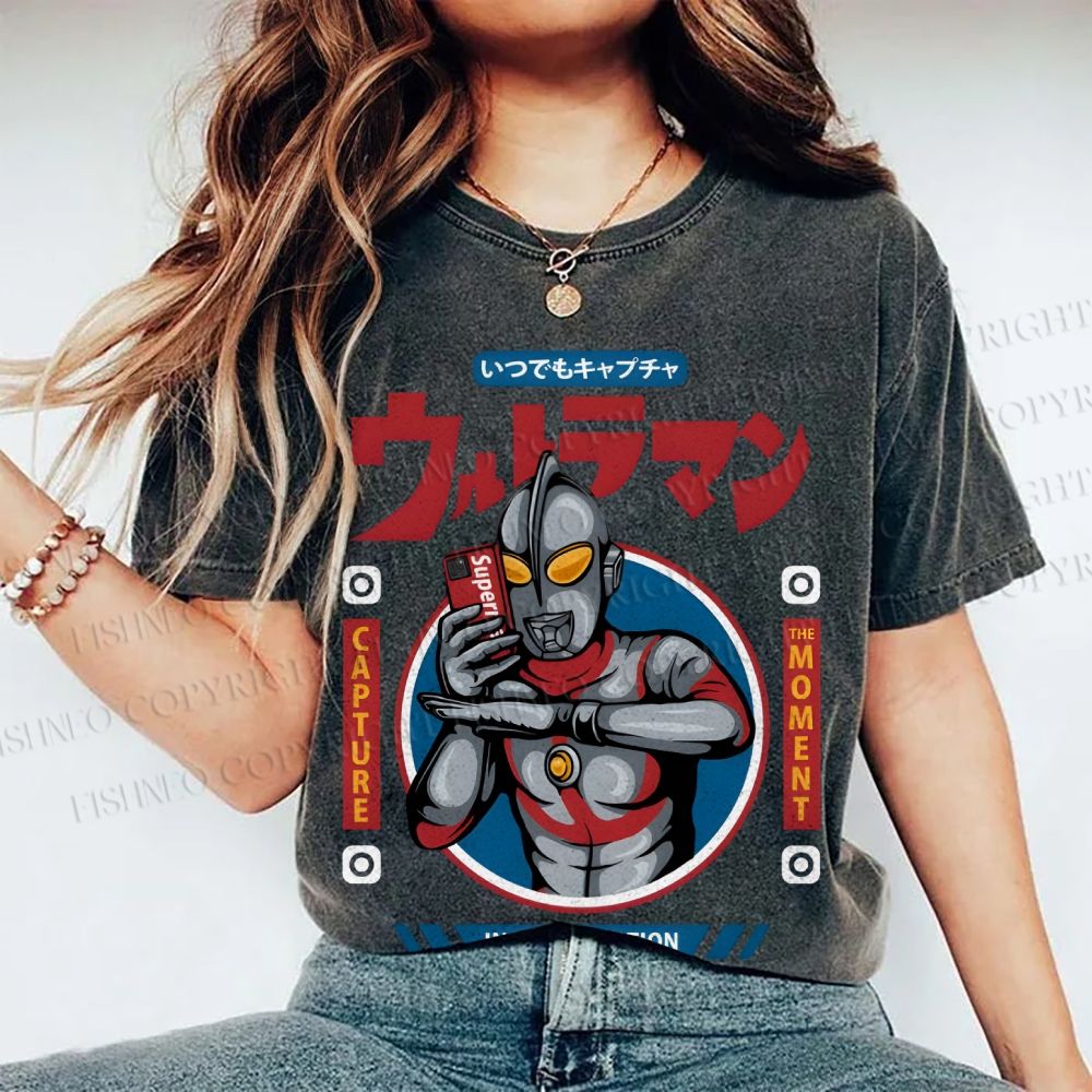 Unisex Ultraman Printed Washed Tee
