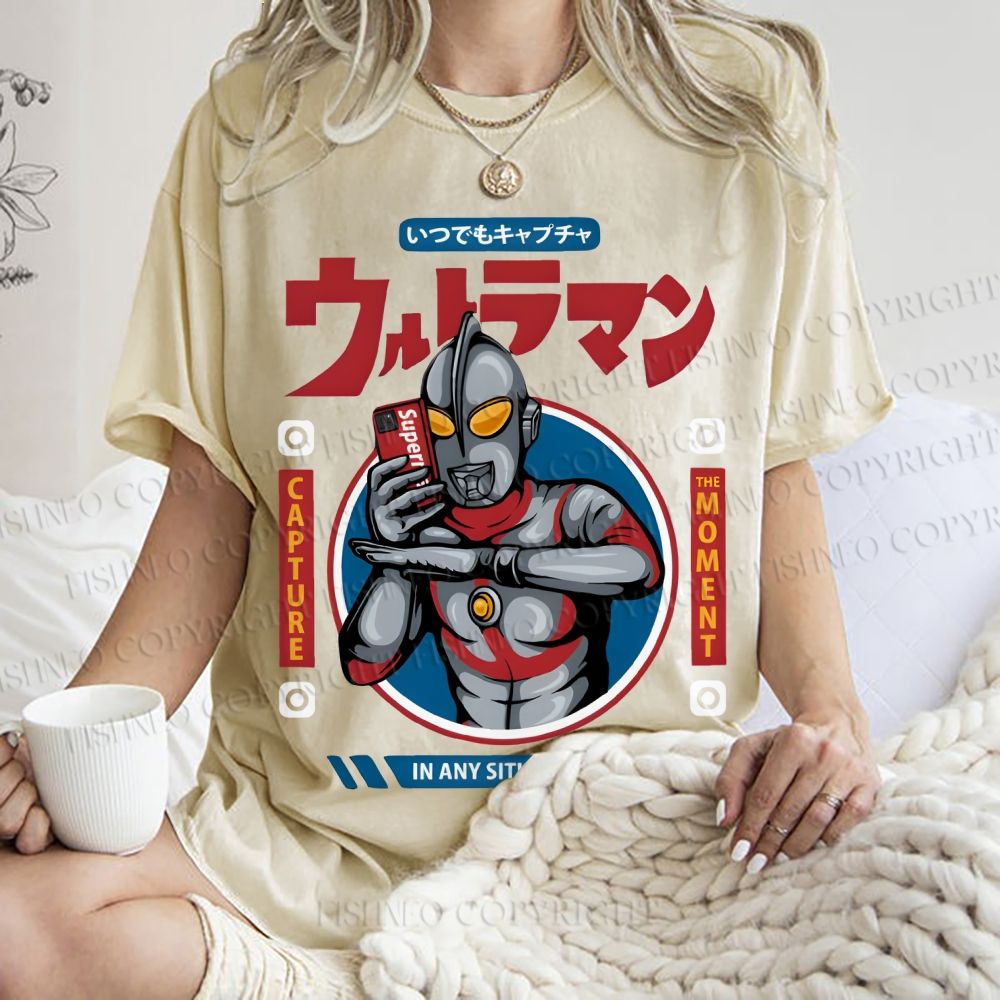 Unisex Ultraman Printed Washed Tee
