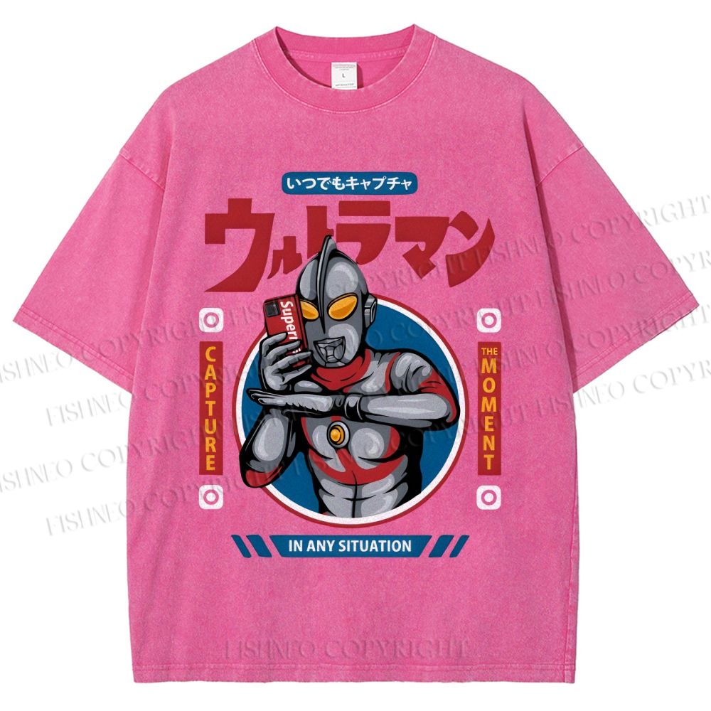 Unisex Ultraman Printed Washed Tee