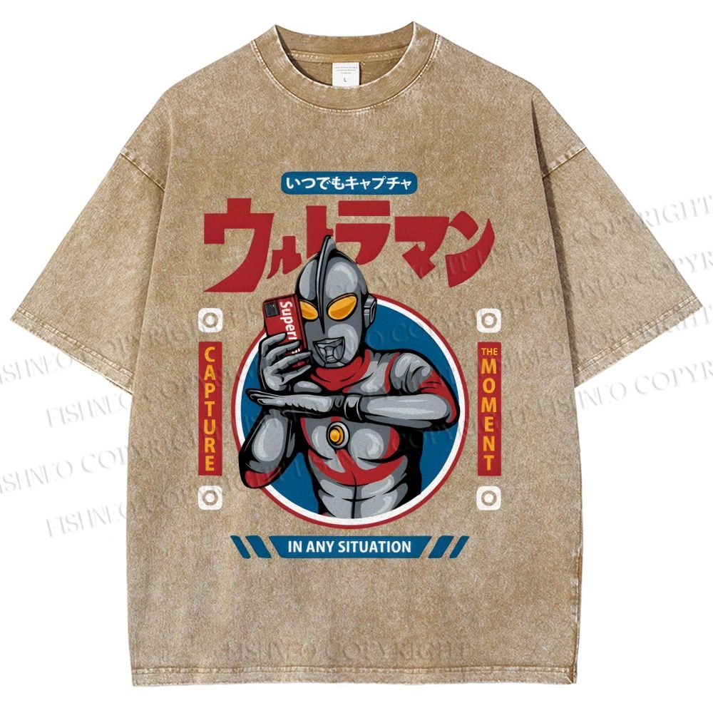 Unisex Ultraman Printed Washed Tee