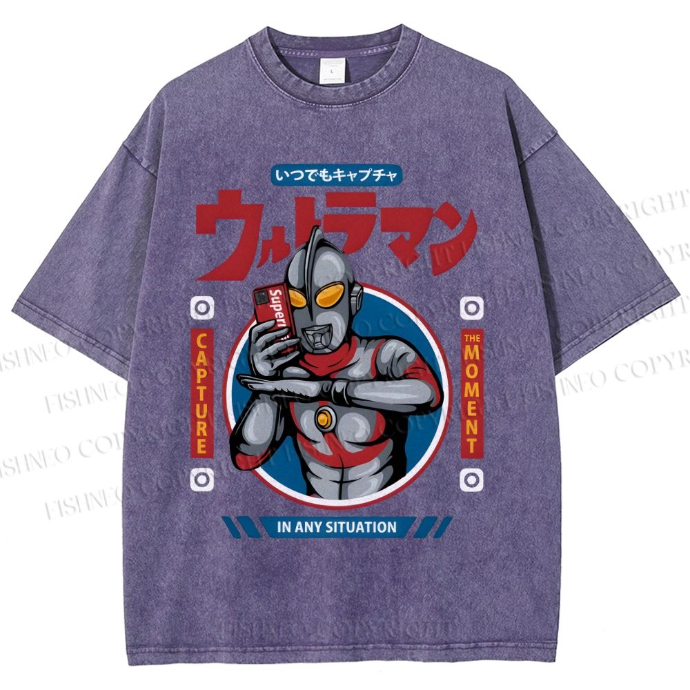Unisex Ultraman Printed Washed Tee