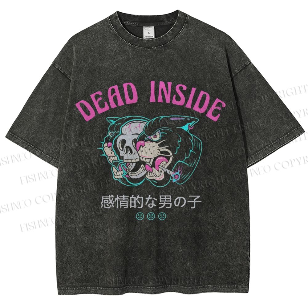 Unisex Tiger Printed Washed Tee
