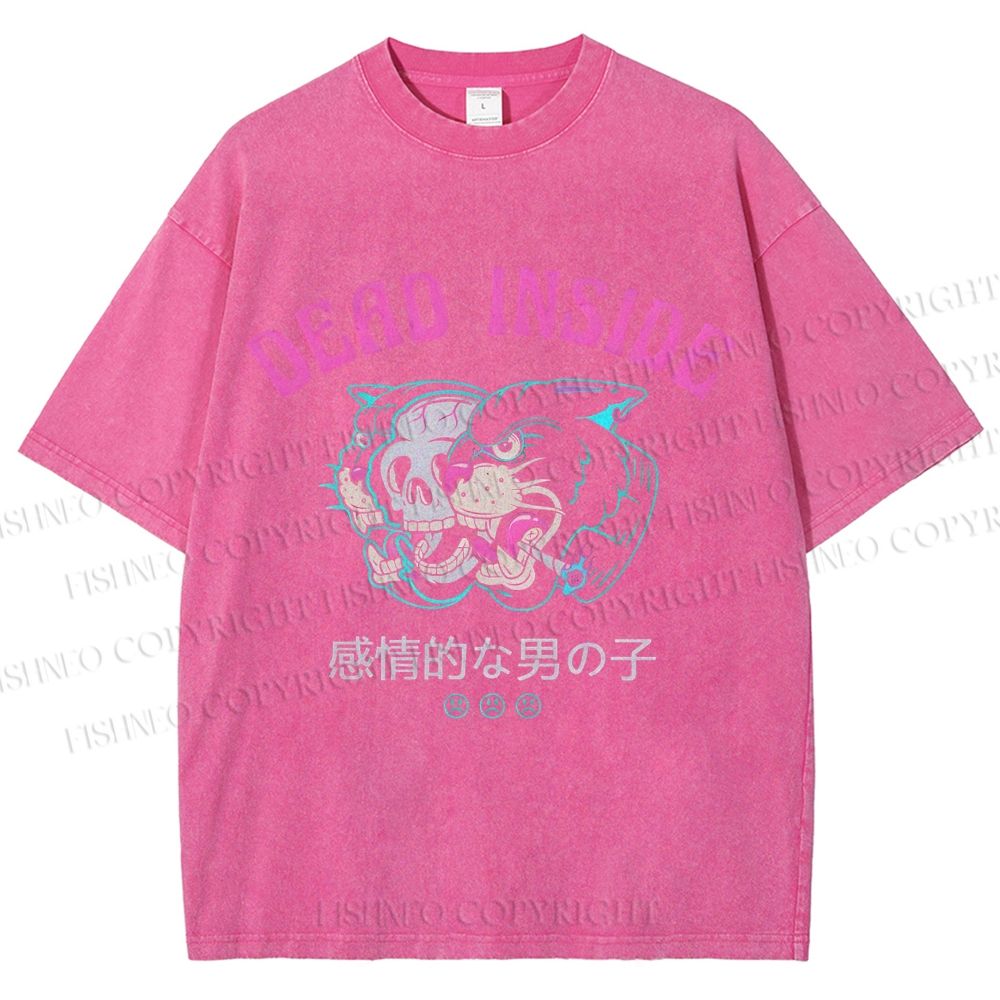Unisex Tiger Printed Washed Tee