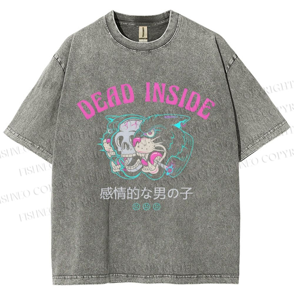 Unisex Tiger Printed Washed Tee