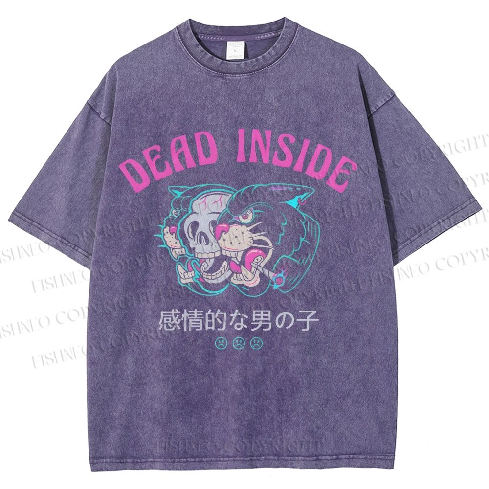Unisex Tiger Printed Washed Tee