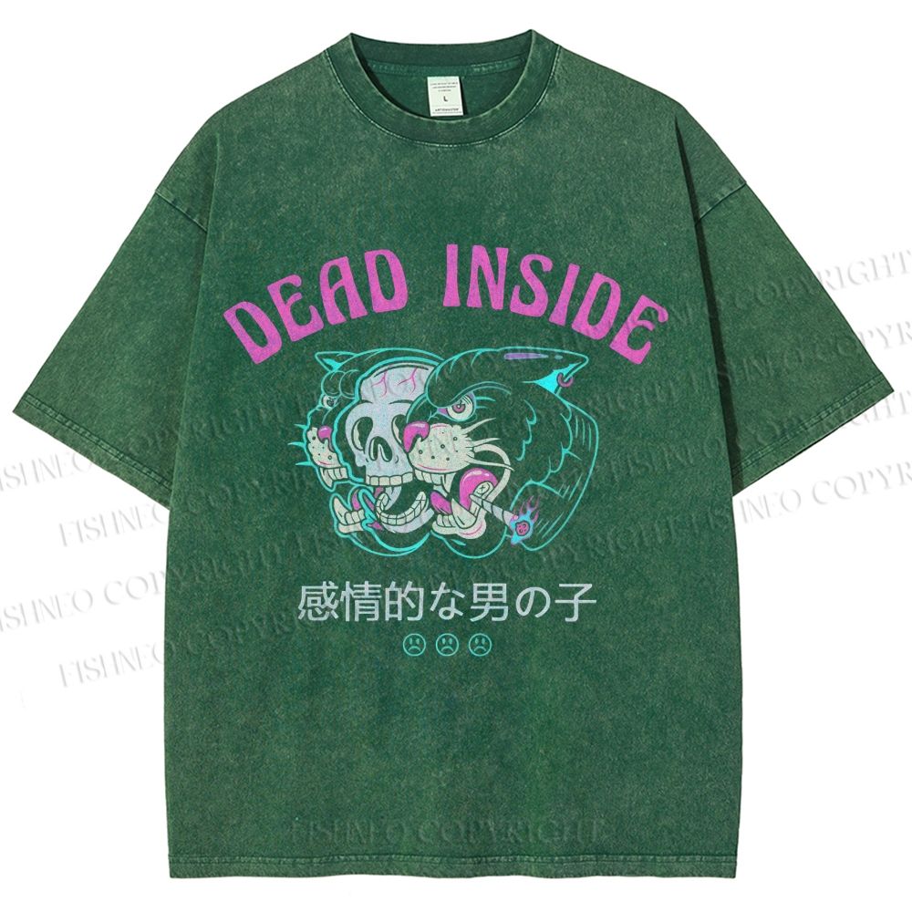 Unisex Tiger Printed Washed Tee