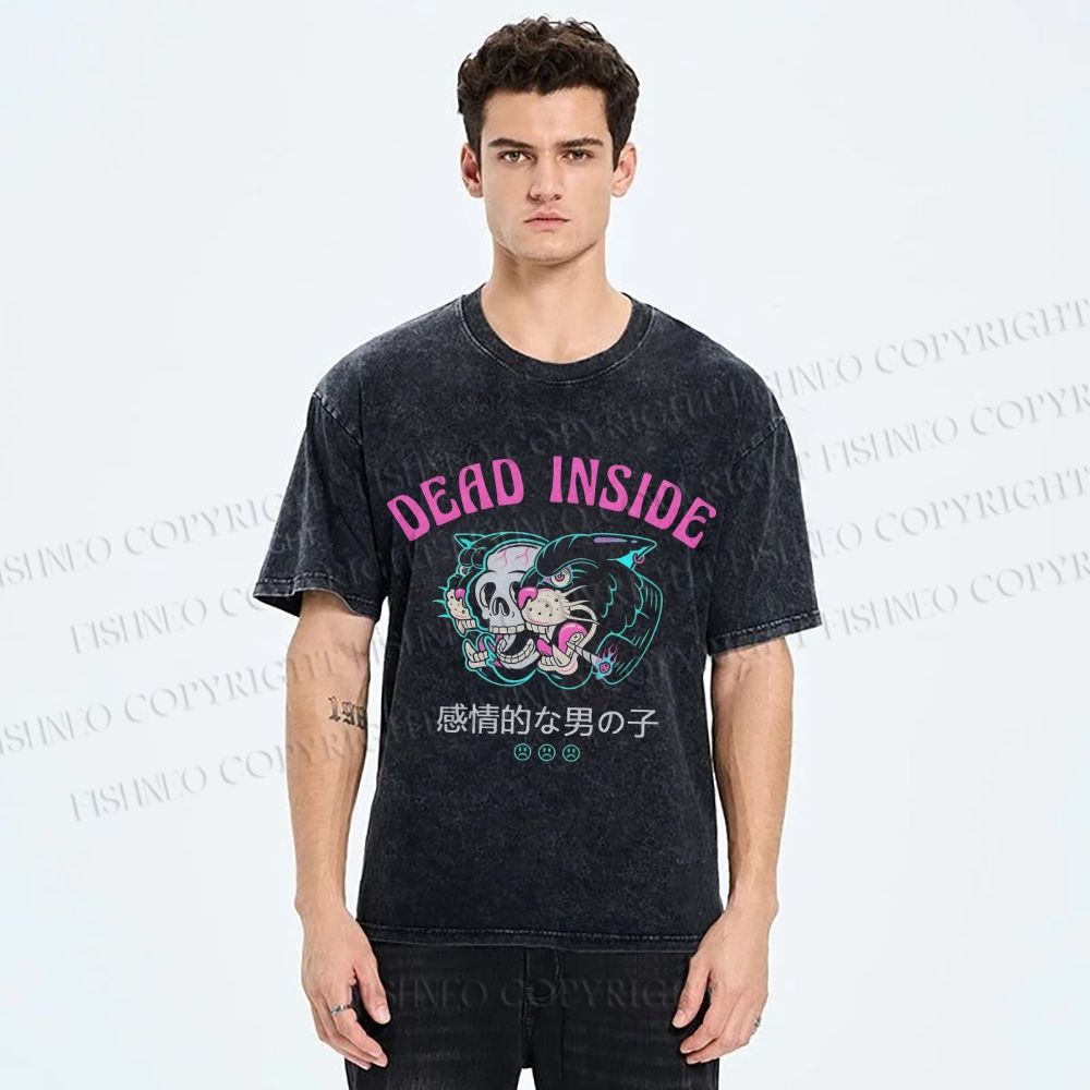 Unisex Tiger Printed Washed Tee