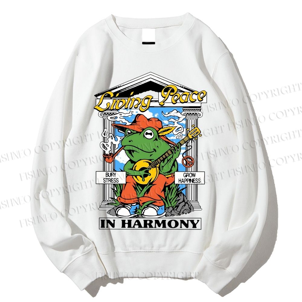 Unisex Music Frog Printed Sweatshirt