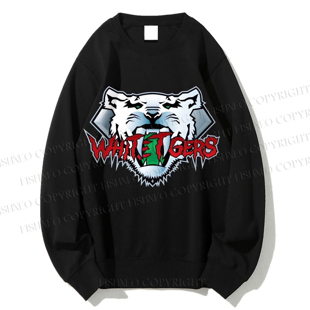 Unisex White Tiger Printed Sweatshirt