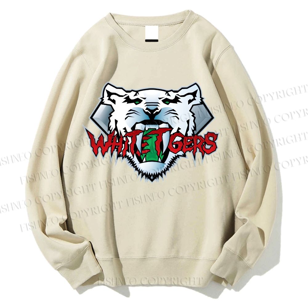 Unisex White Tiger Printed Sweatshirt